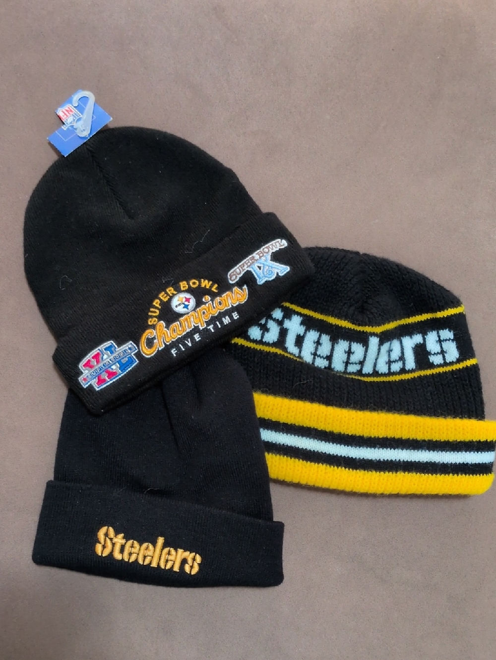 NFL Team Apparel Reebok RBX 3 Adult Black Cufffed Steelers Ski Caps One Size